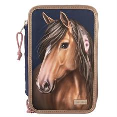 Trousse Night Horses Miss Melody 3 compartiments Bleu foncé